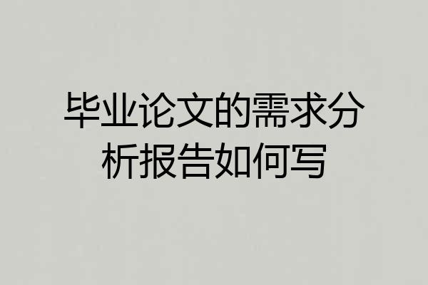 毕业论文的需求分析报告如何写