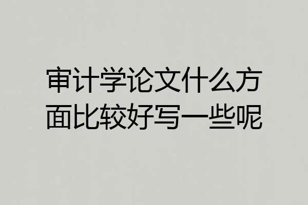 审计学论文什么方面比较好写一些呢