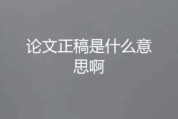 论文正稿是什么意思啊