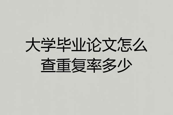 大学毕业论文怎么查重复率多少