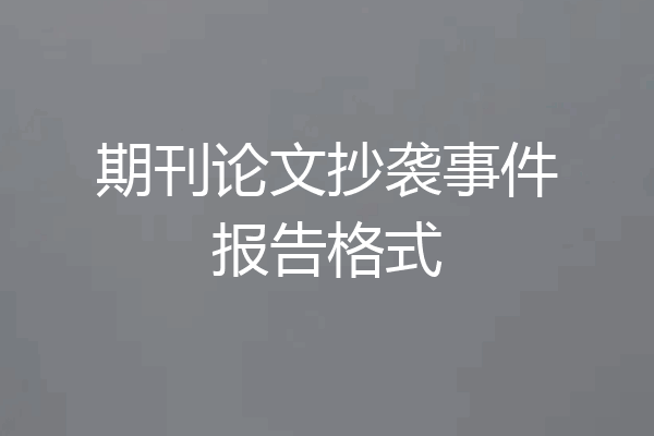 期刊论文抄袭事件报告格式