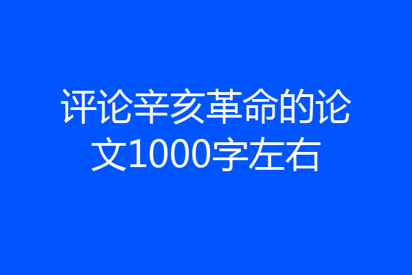 评论辛亥革命的论文1000字左右