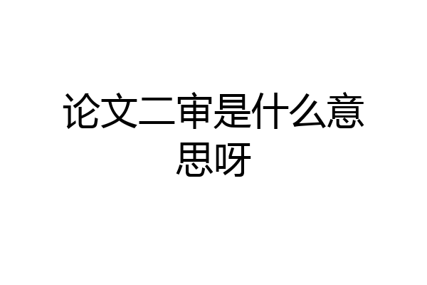 论文二审是什么意思呀