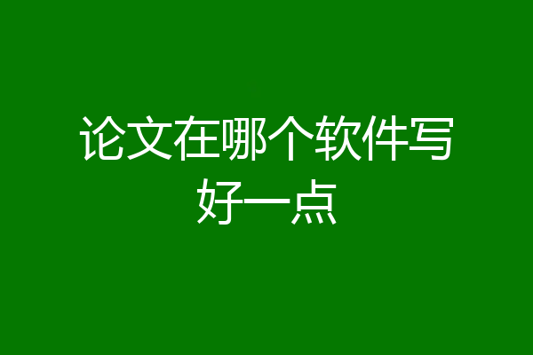 论文在哪个软件写好一点