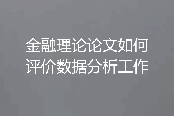 金融理论论文如何评价数据分析工作