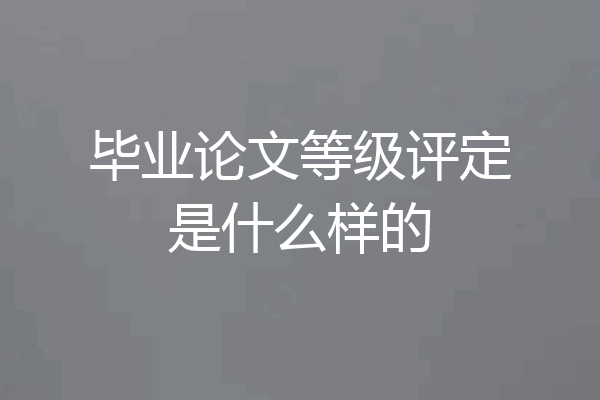 毕业论文等级评定是什么样的