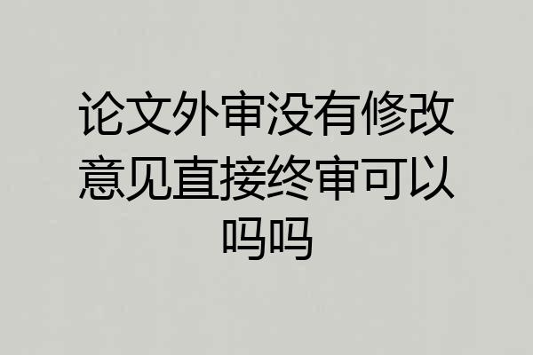 论文外审没有修改意见直接终审可以吗吗