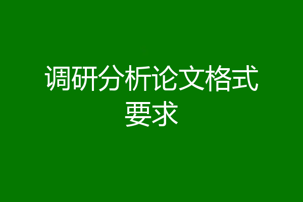 调研分析论文格式要求