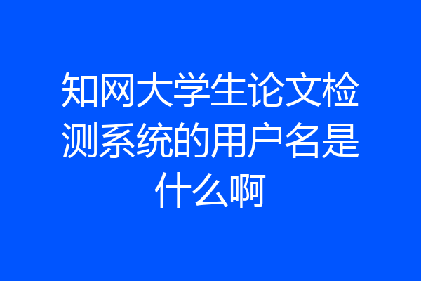 知网大学生论文检测系统的用户名是什么啊