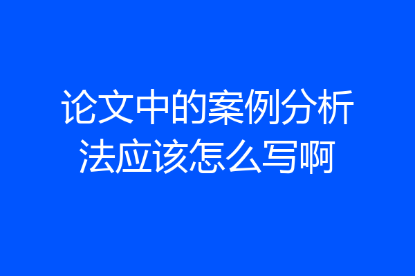 论文中的案例分析法应该怎么写啊
