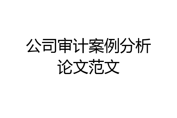 公司审计案例分析论文范文