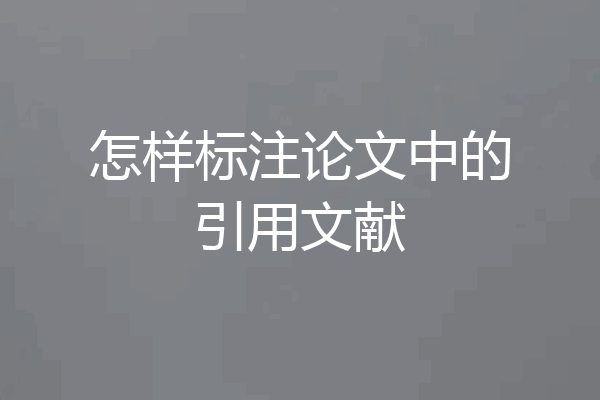 怎样标注论文中的引用文献