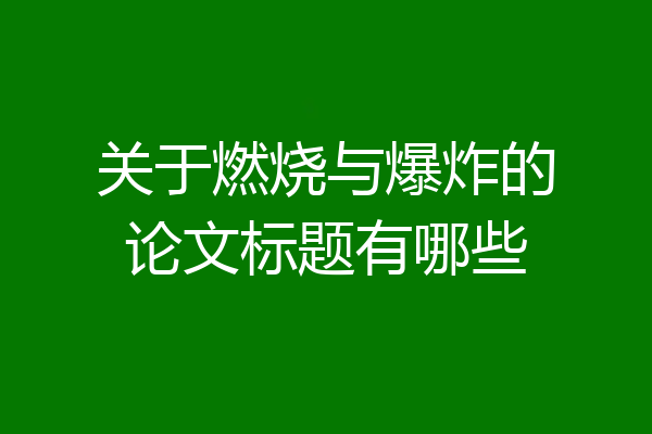 关于燃烧与爆炸的论文标题有哪些