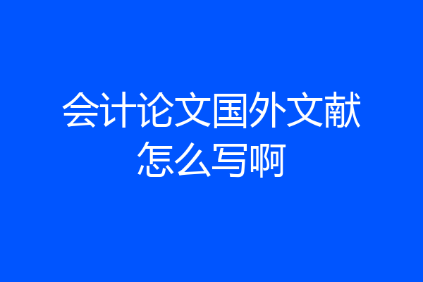 会计论文国外文献怎么写啊