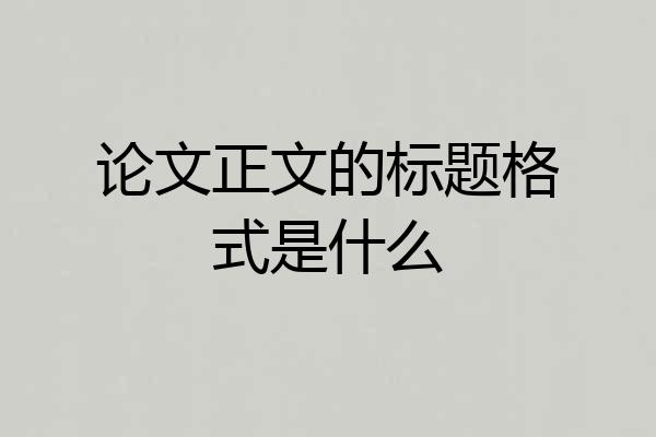 论文正文的标题格式是什么