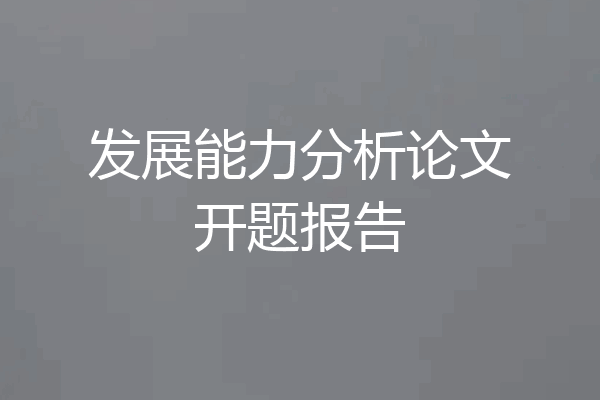 发展能力分析论文开题报告