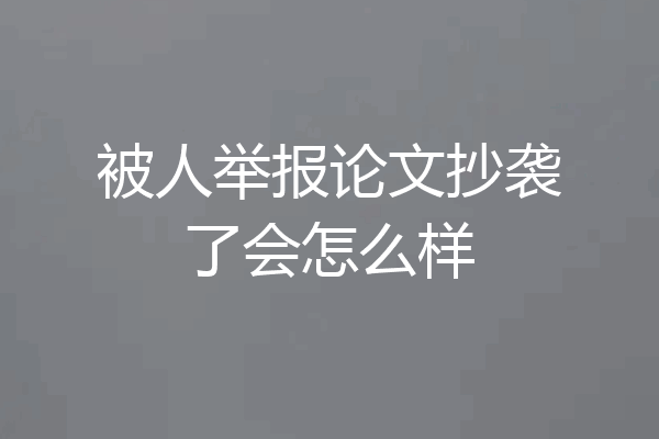 被人举报论文抄袭了会怎么样