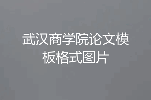 武汉商学院论文模板格式图片