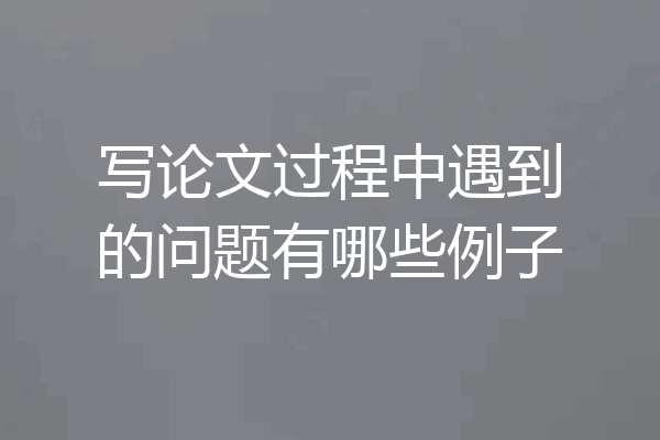 写论文过程中遇到的问题有哪些例子