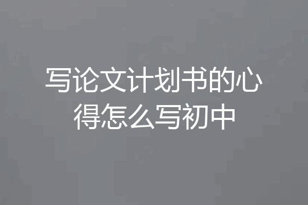 写论文计划书的心得怎么写初中