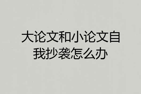 大论文和小论文自我抄袭怎么办