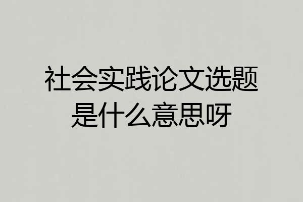 社会实践论文选题是什么意思呀