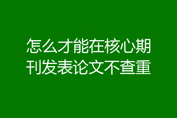 怎么才能在核心期刊发表论文不查重
