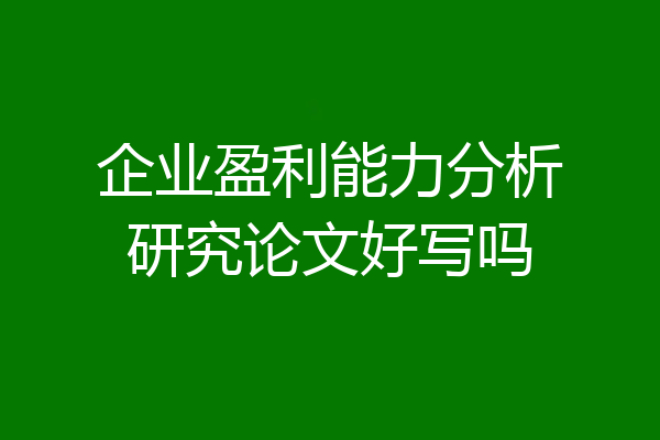 企业盈利能力分析研究论文好写吗
