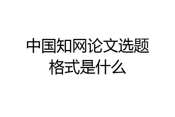 中国知网论文选题格式是什么