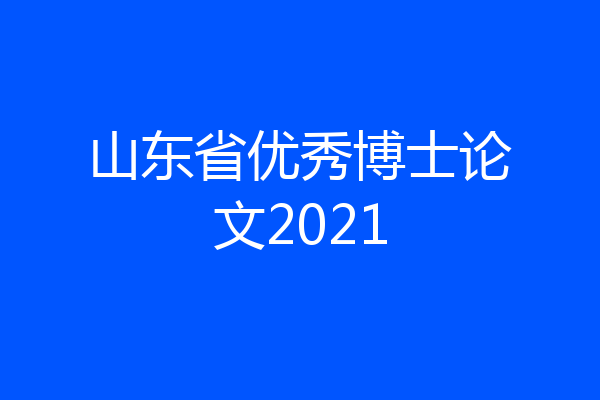 山东省优秀博士论文2021