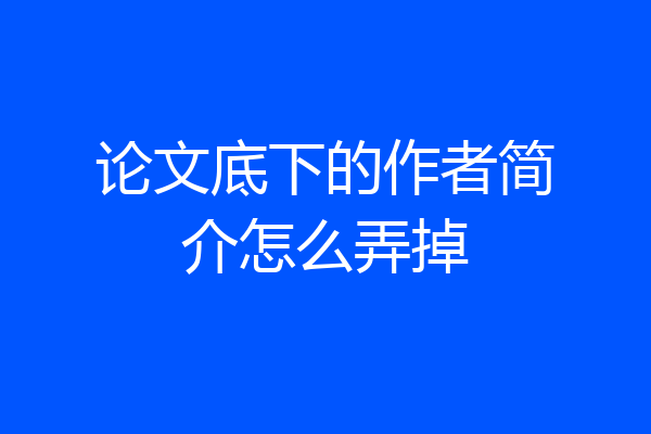 论文底下的作者简介怎么弄掉