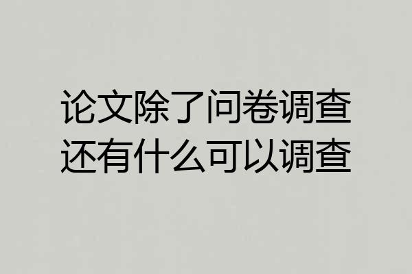 论文除了问卷调查还有什么可以调查