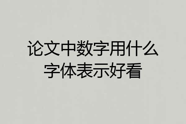 论文中数字用什么字体表示好看