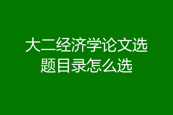 大二经济学论文选题目录怎么选