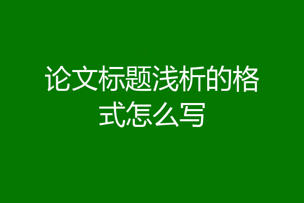 论文标题浅析的格式怎么写