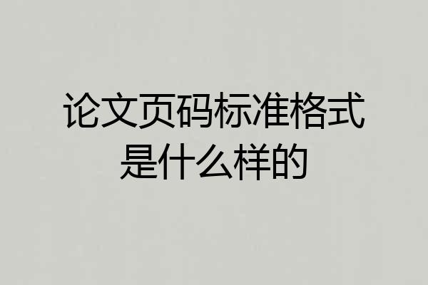 论文页码标准格式是什么样的