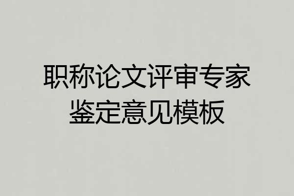 职称论文评审专家鉴定意见模板