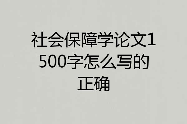 社会保障学论文1500字怎么写的正确