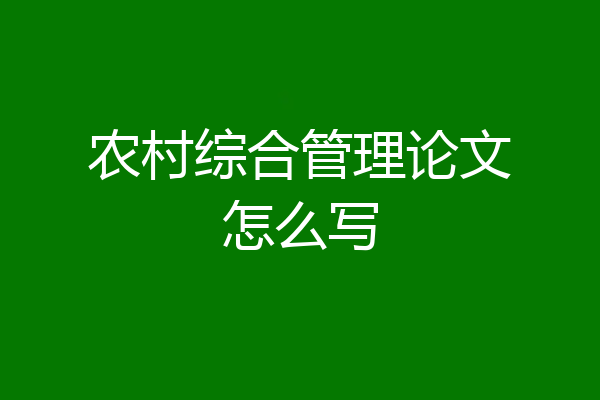 农村综合管理论文怎么写