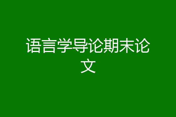 语言学导论期末论文