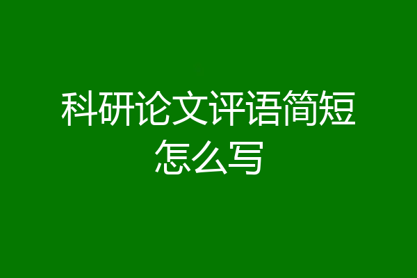 科研论文评语简短怎么写