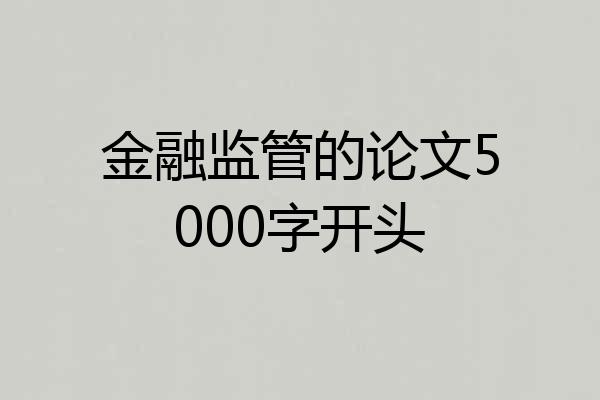 金融监管的论文5000字开头