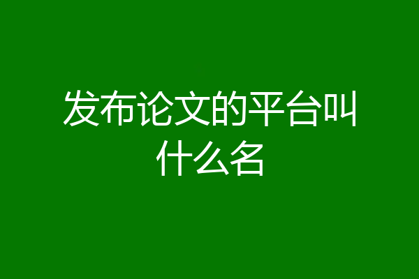 发布论文的平台叫什么名