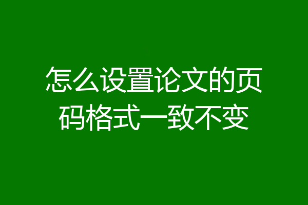 怎么设置论文的页码格式一致不变