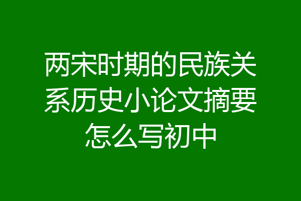 两宋时期的民族关系历史小论文摘要怎么写初中