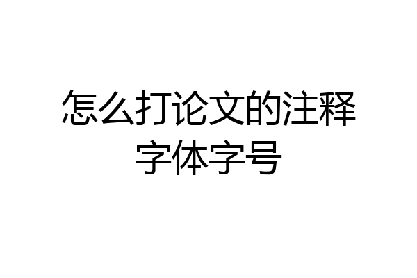 怎么打论文的注释字体字号