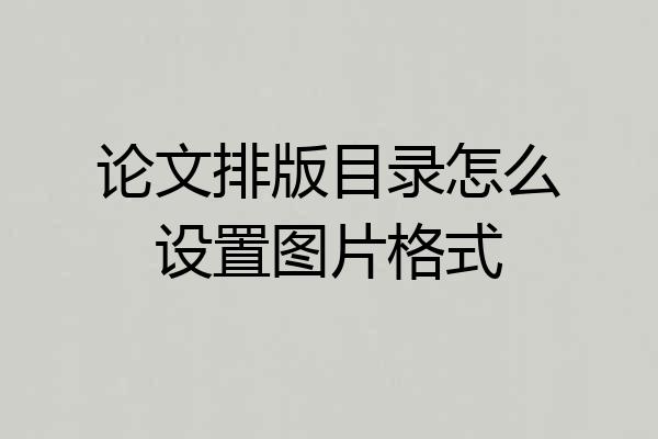 论文排版目录怎么设置图片格式