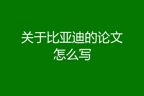 关于比亚迪的论文怎么写