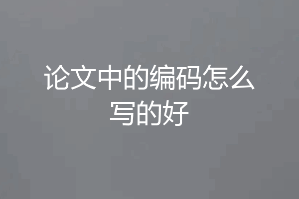 论文中的编码怎么写的好