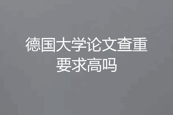 德国大学论文查重要求高吗